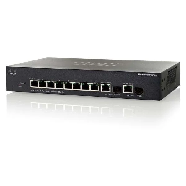 8 10/100 PoE+ ports with 62W power budget, 2 combo mini-GBIC ports