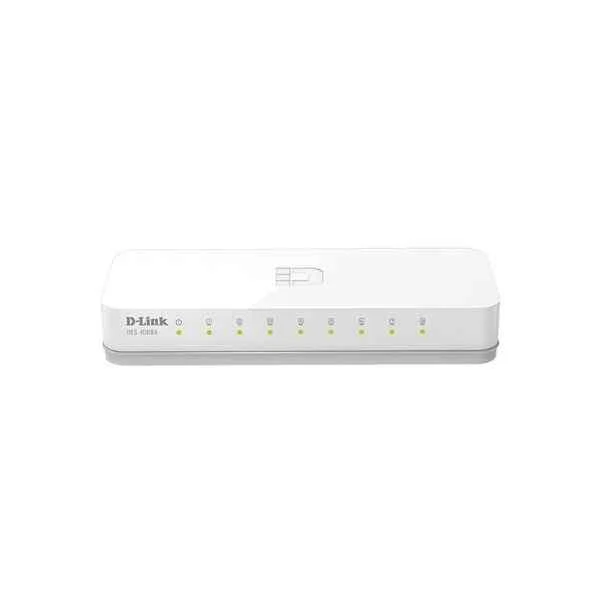 D-Link Ports: 8 100M electrical ports, backplane bandwidth: 1.6G, packet forwarding rate: 1.2M, size: 142x79x24mm (5.6 inches, plastic case), power supply: DC 5V/0.55A external power supply, non-network management switch
