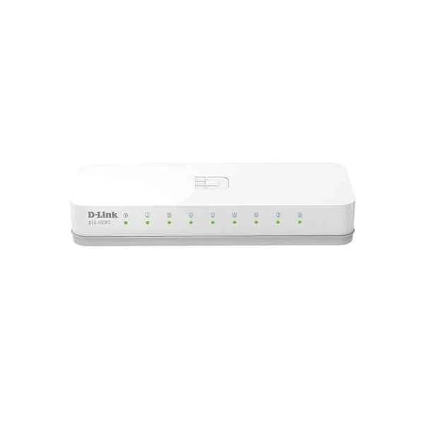 D-Link Ports: 8 100M electrical ports, switching capacity: 1.6G, packet forwarding rate: 1.19M, size: 128x71x27mm plastic case, power supply: 5V/0.6A external power supply, non-network management switch
