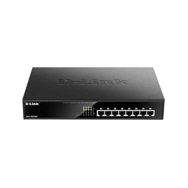 D-Link Ports: 8 Gigabit PoE electrical ports, backplane bandwidth: 16G, packet forwarding rate: 11.9M, PoE power: single port maximum 30W, machine maximum power 140W, power supply: AC 100-240V built-in power supply, size: 280x180x44mm ( 11 inches, iron case), can be mounted on the rack, non-network managed PoE switch