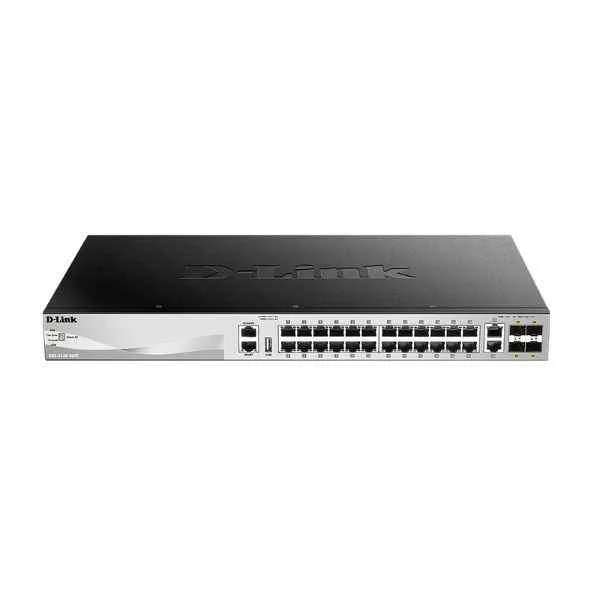 D-Link 24 Gigabit optical ports + 2 10 Gigabit electrical ports + 4 10 Gigabit optical ports, switching capacity: 336G/3.36T, packet forwarding rate: 144Mpps/166Mpps, three-layer stackable management switch, support DHCP server, machine Shelfã€€
