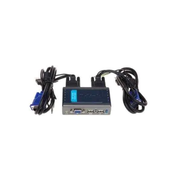 D-Link 2-port plastic case desktop type, used to connect to a USB interface server, with audio, usb hub function, 2 sets of 1.5m KVM cables