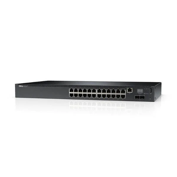 Dell Networking N2024P, L2, POE+, 24x 1GbE + 2x 10GbE SFP+ fixed ports, Stacking, IO to PSU air, AC
