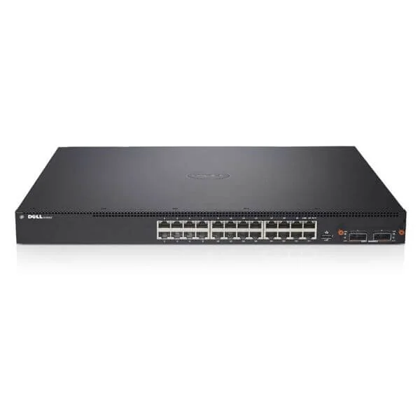 Dell Networking N4032, 24x 10GBASE-T port, 1x Modular Bay, 2x AC PSU, airflow from IO to PSU