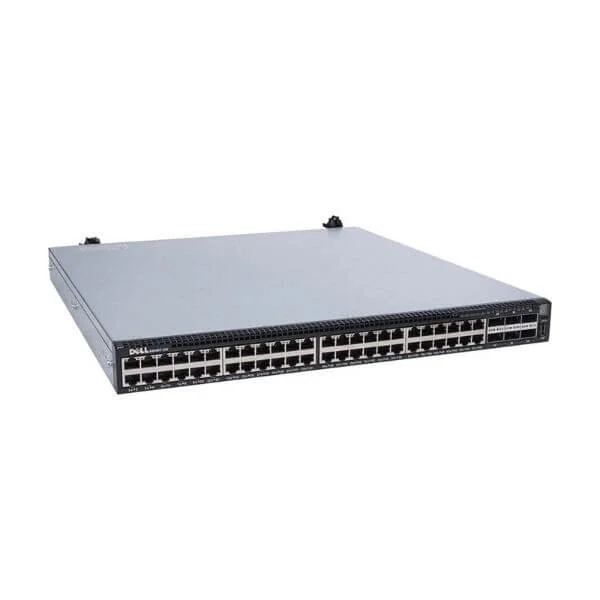 Dell Networking S4048T-ON, 48x 10GBASE-T and 6x 40GbE QSFP + ports, airflow from IO to PSU, 2x AC PSU, OS9