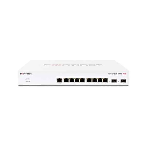 Layer 2 FortiGate switch controller compatible PoE+ switch with 8 x GE RJ45 ports, 2 x GE SFP, Fanless with automatic Max 65W POE output limit