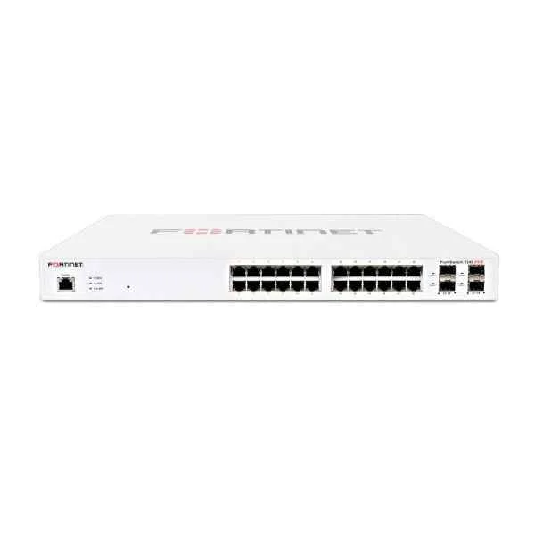 Layer 2 FortiGate switch controller compatible PoE+ switch with 24 GE RJ45 + 4 SFP ports, 12 port PoE with maximum 185 W limit