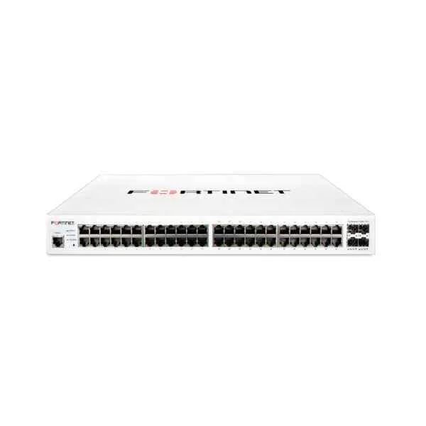 Layer 2 FortiGate switch controller compatible PoE+ switch with 48 GE RJ45 + 4 SFP ports, 24 port PoE with maximum 370 W limit