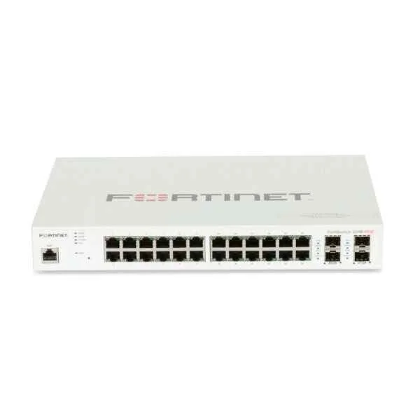 Layer 2/3 FortiGate switch controller compatible PoE+ switch with 24 x GE RJ45 ports, 4 x GE SFP, with automatic Max 180W POE output limit