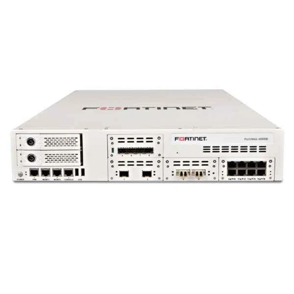 Fortinet FWB-4000E Web Application Firewall - 8 x GE RJ45 bypass Ports, 4 x GE SFP Ports, 2x 10G SFP+ bypass ports, 2x 10G SFP+ ports, dual AC power supplies, 4 TB storage