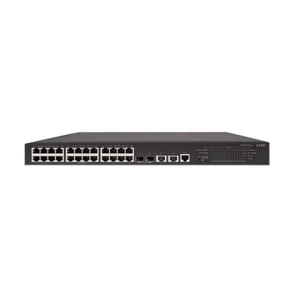 H3C S5130S-28S-HPWR-EI L2 Ethernet Switch with 24*10/100/1000BASE-T PoE+ Ports(AC 370W,DC 740W), 4*100/1000BASE-X SFP Combo Ports, and 4*1G/10G BASE-X SFP Plus Ports,(AC/DC)