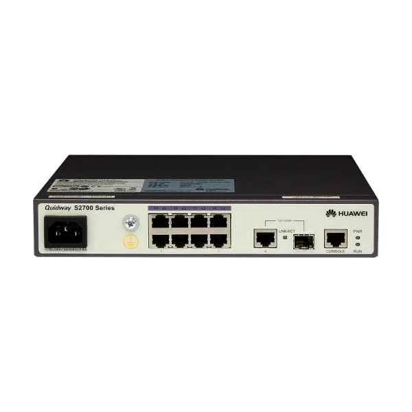S2700-9TP-EI-AC Mainframe(8 Ethernet 10/100 ports, 1 dual-purpose 10/100/1000 or SFP, AC 110/220V)Â 