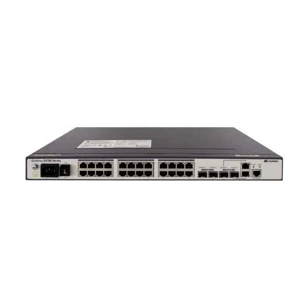 S3700-28TP-EI-AC Mainframe(24 Ethernet 10/100 ports, 2 Gig SFP and 2 dual-purpose 10/100/1000 or SFP, AC 110/220V)