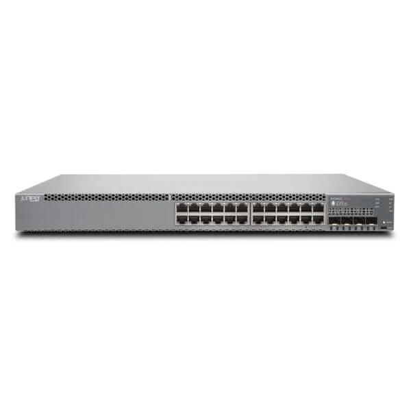 EX3400 TAA 24-port 10/100/1000BaseT PoE+, 4 x 1/10G SFP/SFP+, 2 x 40G QSFP+, redundant fans, front-to-back airflow, 1 AC PSU JPSU-600-AC-AFO included (optics sold separately)