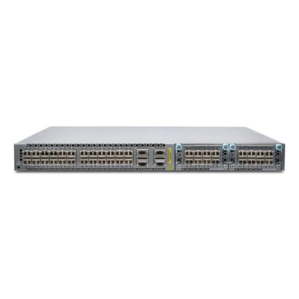 EX4600, 24 SFP+/SFP ports, 4 QSFP+ ports, 2 expansion slots, redundant fans, 2 AC power supplies, front to back airflow