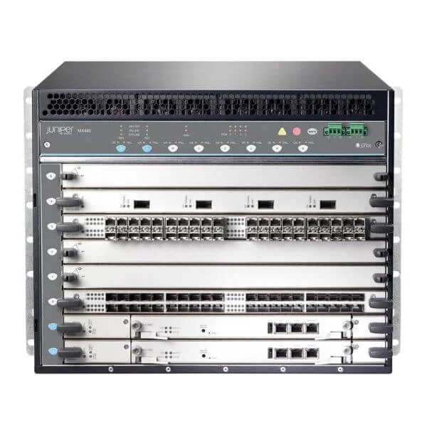 MX480 AC Premium Fully Redundant "Built to Stock" System with dual Switch control board (SCBE2), dual RE-S-1800X4-16G, redundant ACPower and Fan trays