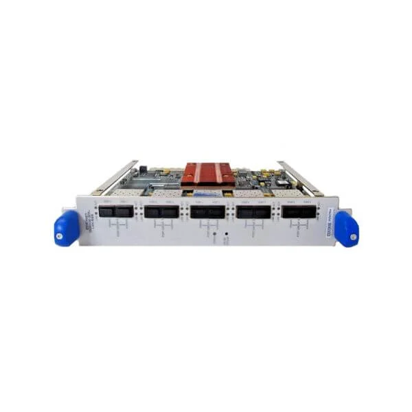 Type 4 PIC with dual mode operation.  5 (line-rate) 10GE ports or 10 (oversubscribed) 10GE ports.  With SFP+ optical transceivers sold separately