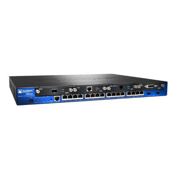 Juniper Networks SRX240 Services Gateway with 16 x GE ports, 4 x mini-PIM slots, and high memory (2GB RAM, 2GB FLASH) with 16 ports POE (150W)
