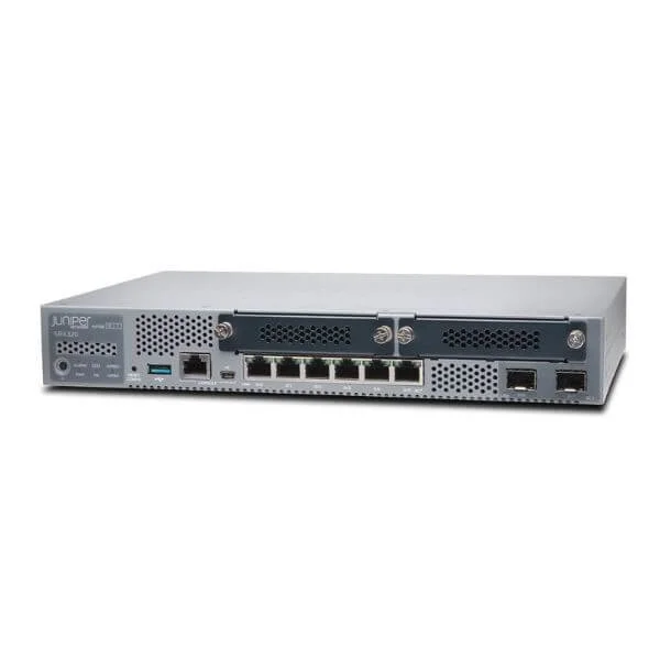 SRX320 Services Gateway includes hardware (8GE, 2x MPIM slots, 4G RAM, 8G Flash, power adapter and cable) and Junos Software Enhanced (Firewall, NAT, IPSec, Routing, MPLS, Switching and Application Security). RMK not included