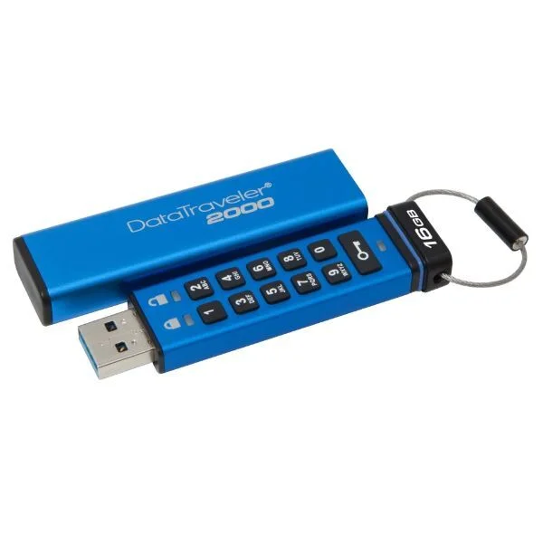 DataTraveler 2000 16GB - 16 GB - USB Type-A - 3.2 Gen 1 (3.1 Gen 1) - Sleeve - Password protection - Blue