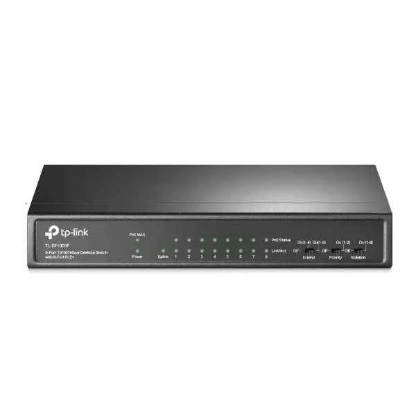 TP-LINK9-Port10/100MbpsDesktopSwitchwith8-PortPoE+-Unmanaged-FastEthernet(10/100)-Fullduplex-PoweroverEthernet(PoE)(TL-SF1009P)